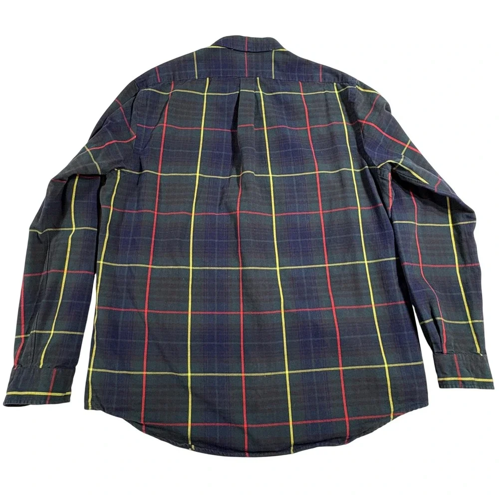 Polo‎ Ralph Lauren Button Down Shirt Mens XL Navy Green Plaid Classic Fit Cotton